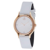 Calvin Klein Skirt White Dial White Leather Strap Watch for Women - K2U236KW Authentic Buy Shop Now