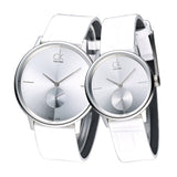 Calvin Klein Accent Silver Dial White Leather Strap Watch for Women - K2Y211K6 Authentic Buy Shop Now
