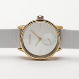 Calvin Klein Accent Silver Dial White Leather Strap Watch for Women - K2Y236K6 Authentic Buy Shop Now