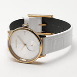 Calvin Klein Accent Silver Dial White Leather Strap Watch for Women - K2Y236K6 Authentic Buy Shop Now