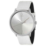 Calvin Klein Accent Silver Dial White Leather Strap Watch for Women - K2Y2X1K6 Authentic Buy Shop Now