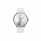 Calvin Klein Accent Silver Dial White Leather Strap Watch for Men - K2Y2X1KW Authentic Buy Shop Now