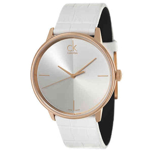 Calvin Klein Accent White Dial White Leather Strap Watch for Women - K2Y2X6K6 Authentic Buy Shop Now