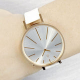 Calvin Klein Equal Silver Dial White Leather Strap Watch for Women - K3E236L6 Authentic Buy Shop Now
