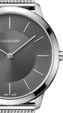 Calvin Klein Minimal Grey Dial Silver Mesh Bracelet Watch for Men - K3M21124 Authentic Buy Shop Now