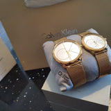 Calvin Klein Minimal Silver Dial Gold Mesh Bracelet Watch for Women - K3M22526 Authentic Buy Shop Now