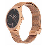 Calvin Klein Minimal Black Dial Rose Gold Mesh Bracelet Watch for Men - K3M22621 Authentic Buy Shop Now