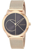 Calvin Klein Minimal Black Dial Rose Gold Mesh Bracelet Watch for Men - K3M22621 Authentic Buy Shop Now
