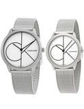 Calvin Klein Minimal White Dial Silver Mesh Bracelet Watch for Women - K3M5215X Authentic Buy Shop Now
