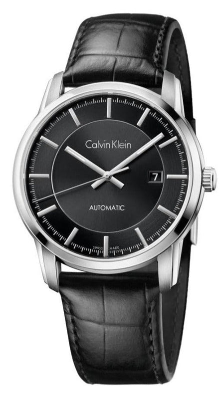 Calvin Klein Infinity Automatic Black Dial Black Leather Strap Watch for Men - K5S341C1 Authentic Buy Shop Now