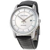 Calvin Klein Infinity Silver Dial Black Leather Strap Watch for Men - K5S341C6 Authentic Buy Shop Now