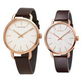 Calvin Klein Even White Dial Brown Leather Strap Watch for Women - K7B236G6 Authentic Buy Shop Now