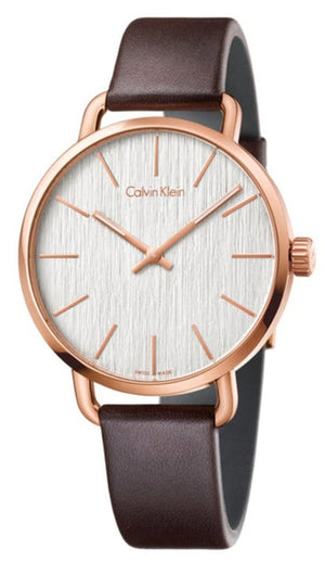 Calvin Klein Even Silver Dial Brown Leather Strap Watch for Men - K7B216G6 Authentic Buy Shop Now