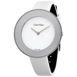 Calvin Klein Chic White Dial White Leather Strap Watch for Women - K7N23TK2 Authentic Buy Shop Now