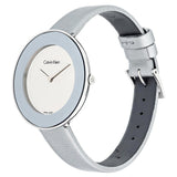 Calvin Klein Chic Silver Dial White Leather Strap Watch for Women - K7N23UP8 Authentic Buy Shop Now