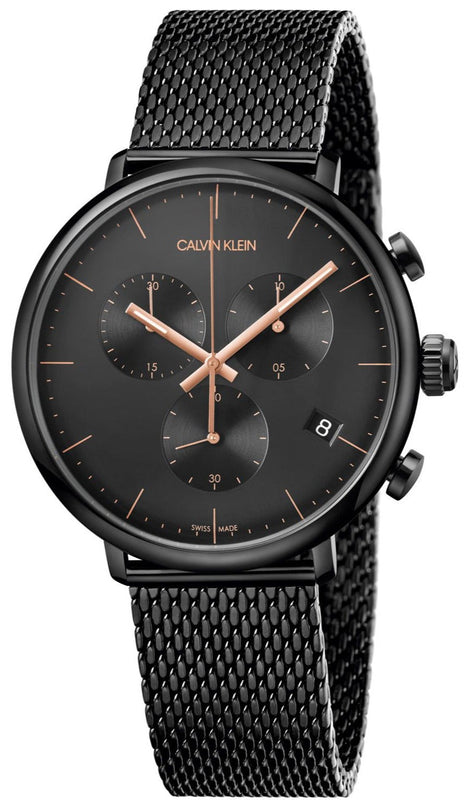 Calvin Klein High Noon Black Dial Black Mesh Bracelet Watch for Women - K8M27421 Authentic Buy Shop Now