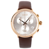 Calvin Klein High Noon Silver Dial Brown Leather Strap Watch for Men - K8M276G6 Authentic Buy Shop Now