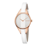 Calvin Klein Rebel White Grey Dial White Leather Strap Watch for Women - K8P236L6 Authentic Buy Shop Now