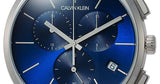 Calvin Klein Chronograph Blue Dial Black Leather Strap Watch for Men - K8Q371CN Authentic Buy Shop Now
