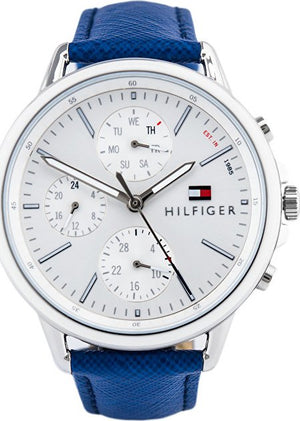 Tommy Hilfiger Carly Silver Dial Blue Leather Strap Watch for Women - 1781791 Authentic Buy Shop Now