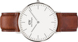 Daniel Wellington St Mawes White Dial Brown Leather Strap Watch For Men - DW00100052 Authentic Buy Shop Now