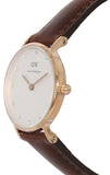 Daniel Wellington Classy St Mawes White Dial Brown Leather Strap Watch For Women - DW00100059 Authentic Buy Shop Now