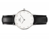 Daniel Wellington Classy Sheffield White Dial Black Leather Strap Watch For Women - DW00100068 Authentic Buy Shop Now