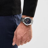 Tommy Hilfiger Hudson Chronograph Quartz Blue Dial Silver Steel Strap Watch For Men - 1791228 Authentic Buy Shop Now