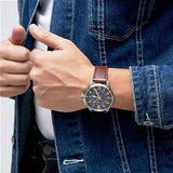 Tommy Hilfiger Dean Multifunctional Blue Dial Brown Leather Strap Watch for Men - 1791275 Authentic Buy Shop Now