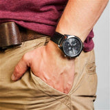 Tommy Hilfiger Deacan Grey Dial Black Leather Strap Watch for Men - 1791548 Authentic Buy Shop Now
