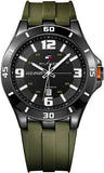 Tommy Hilfiger Drew Black Dial Green Rubber Strap Watch for Men - 1791065 Authentic Buy Shop Now