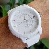 Tommy Hilfiger Denim Analog White Dial White Rubber Strap Watch for Men - 1791481 Authentic Buy Shop Now