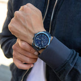 Tommy Hilfiger Asher Chronograph Blue Dial Blue Steel Strap Watch For Men - 1791853 Authentic Buy Shop Now