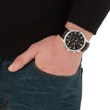 Hugo Boss Aeroliner Chronograph Quartz Black Dial Black Leather Strap Watch For Men - HB1512448 Authentic Buy Shop Now
