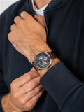 Tommy Hilfiger Keagan Chronograph Blue Dial Brown Leather Strap Watch for Men - 1791290 Authentic Buy Shop Now