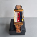 Gucci G-Frame Mother of Pearl Dial Brown Leather Snakeskin Strap Watch For Women - YA147402 Authentic Buy Shop Now