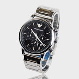 Emporio Armani Luigi Black Dial Silver Steel Strap Watch For Men - AR1894 Authentic Buy Shop Now
