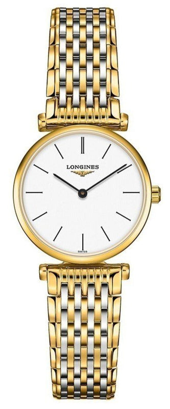 Longines La Grande Classique White Dial Two Tone Mesh Bracelet Watch for Women - L4.209.2.12.7 Authentic Buy Shop Now