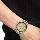 Lacoste Boston Chronograph Beige Dial Silver Steel Strap Watch for Men - 2011271 Authentic Buy Shop Now
