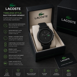 Lacoste 12.12 Chronograph Black Dial Black Silicon Strap Watch for Men - 2011243 Authentic Buy Shop Now