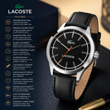 Lacoste Edmonton Black Dial Black Leather Strap Watch for Men - 2010888 Authentic Buy Shop Now