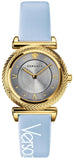 Versace V-Motif Grey Dial Blue Leather Strap Watch for Women - VERE00318 Authentic Buy Shop Now