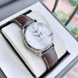 Longines Master Collection Automatic 38.5mm Silver Diamond Dial Brown Leather Strap Watch for Men - L2.755.4.77.3 Authentic Buy Shop Now