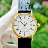 Longines Presence 25.5mm Automatic White Dial Black Leather Strap Watch for Women - L4.921.2.11.2 Authentic Buy Shop Now