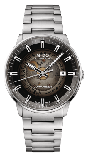 Mido Commander Automatic Gradient Black Dial Silver Steel Strap Watch For Men - M021.407.11.411.00 Authentic Buy Shop Now