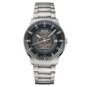 Mido Commander Automatic Gradient Blue Dial Silver Steel Strap Watch For Men - M021.407.11.411.01 Authentic Buy Shop Now