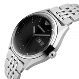 Emporio Armani Zeta Black Dial Silver Steel Strap Watch for Men - AR1977 Authentic Buy Shop Now
