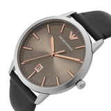 Emporio Armani Ruggero Grey Dial Black Leather Strap Watch for Men - AR11277 Authentic Buy Shop Now