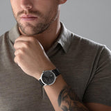 Emporio Armani Ruggero Grey Dial Black Leather Strap Watch for Men - AR11277 Authentic Buy Shop Now