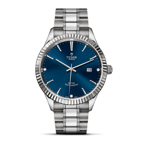 Tudor Style Automatic Diamonds Blue Dial Silver Steel Strap Watch for Men - M12710-0017 Authentic Buy Shop Now
